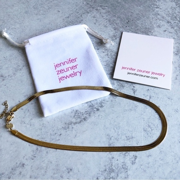 Jennifer Zeuner Necklace Flat Gold Herringbone Chain Revolve New - Picture 8 of 13